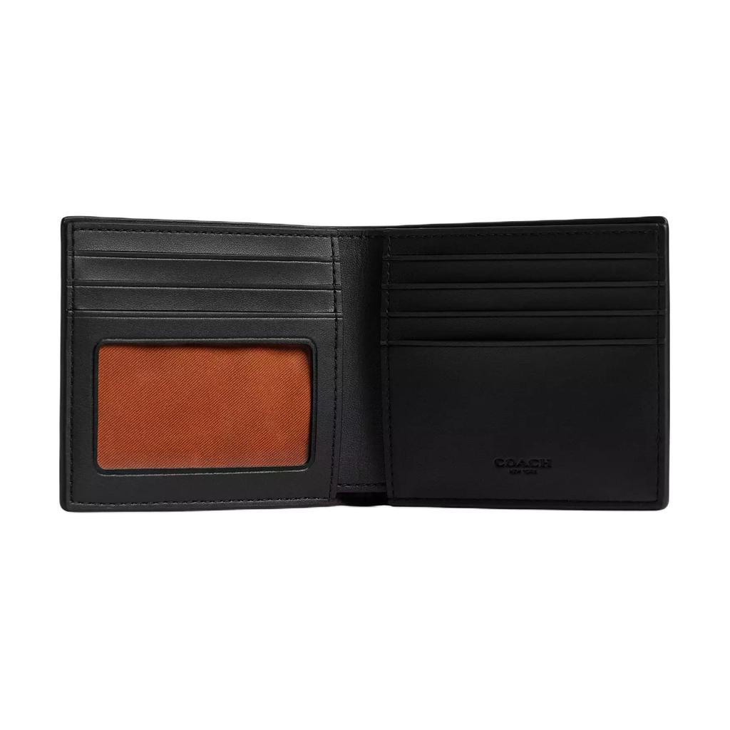 New COACH Coated Canvas Wallet Trumpets Men's Tan & Black CY394-QBNRX