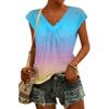 Women's Fashion V-neck Gradient Print Short Sleeve Top