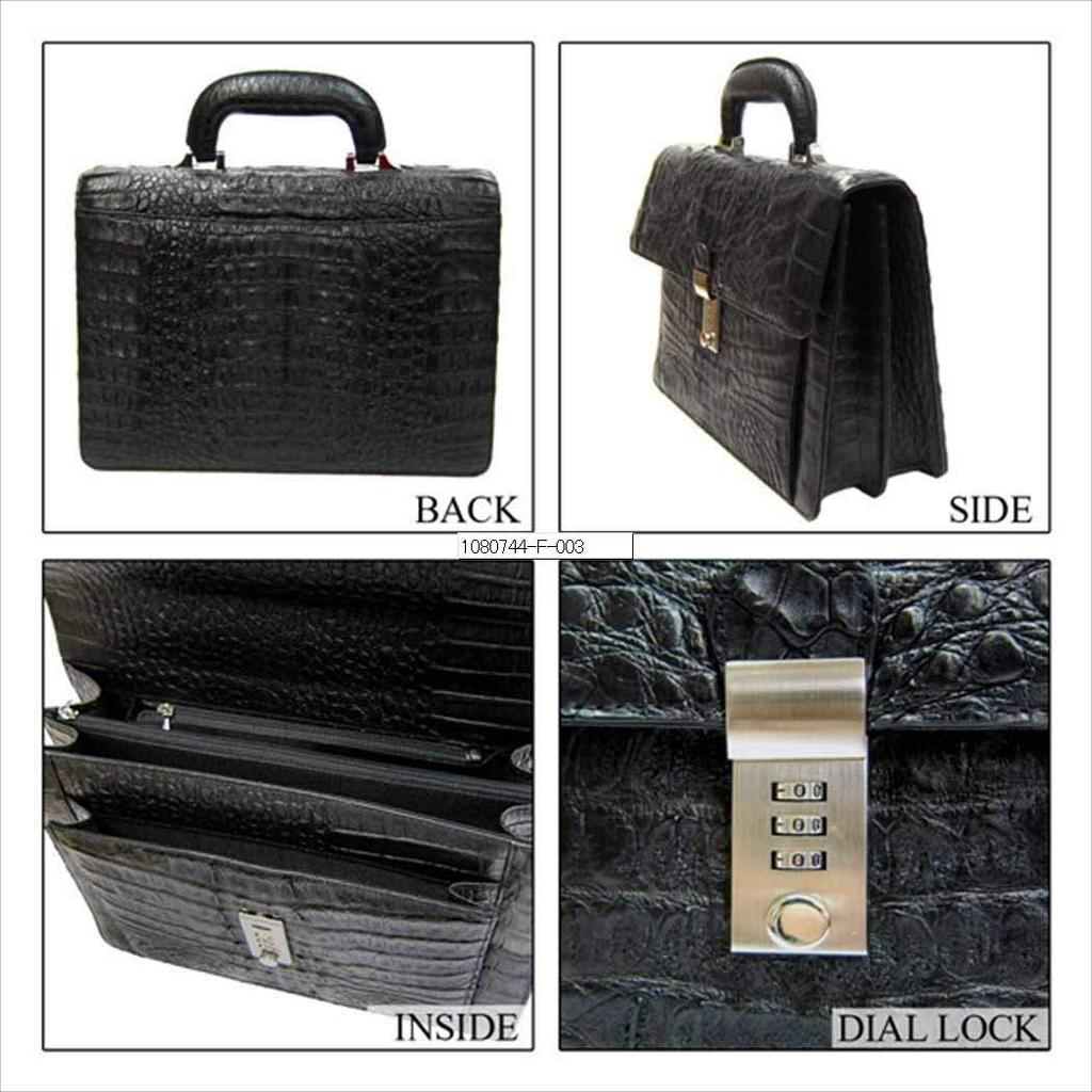 Black Second Bag Business Bag Crocodile Leather Genuine Leather Compact Lightweight Large Capacity Second Bag Bag Handbag Commuting School Bag