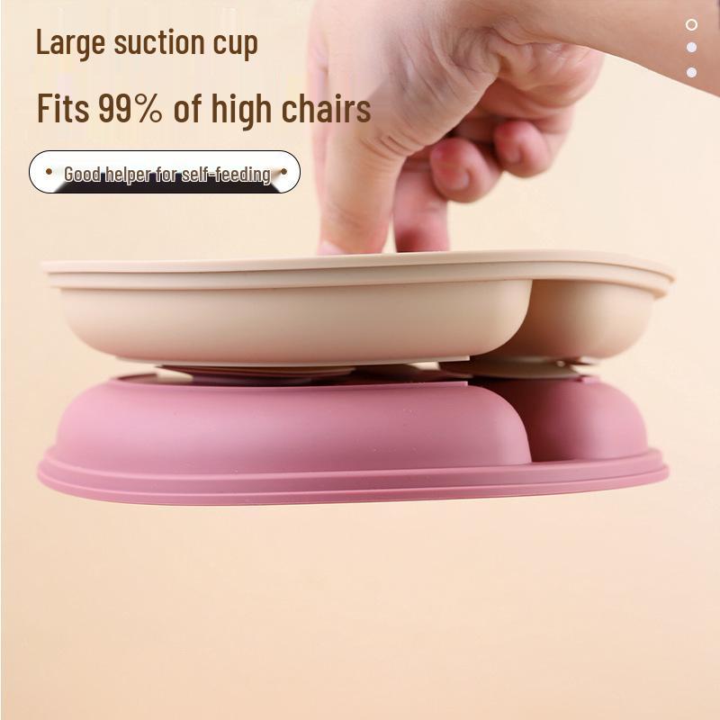 Children's Silicone Divided Plate Set: Food-Grade Tableware with Fork & Spoon for Babies and Toddlers