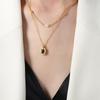 Exquisite Temperament 18k Gold Bead Chain Pearl Necklace with Titanium Steel Side Clip