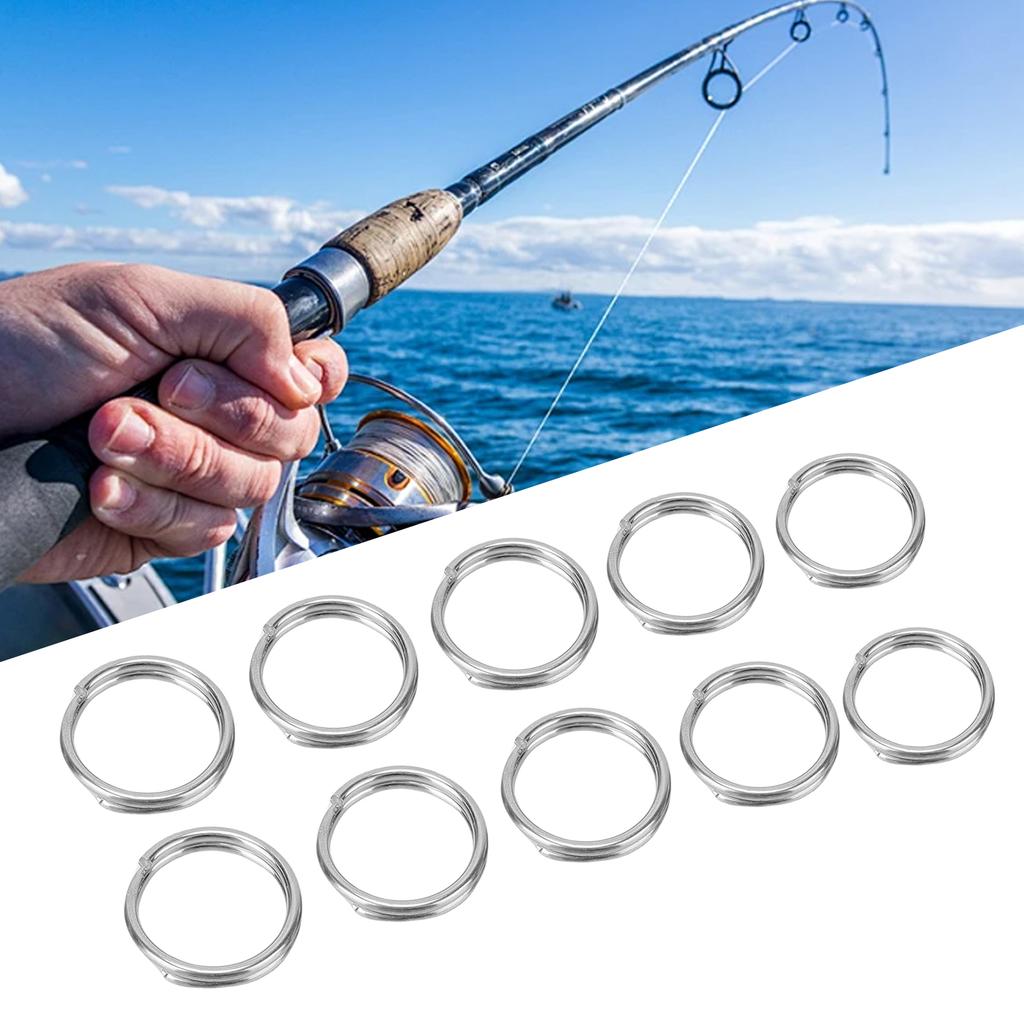 10PCS Fishing Split Rings Stainless Steel Fishing Lures Connector Ring for Link Fishing Hooks Saltwater Terminal Tackles