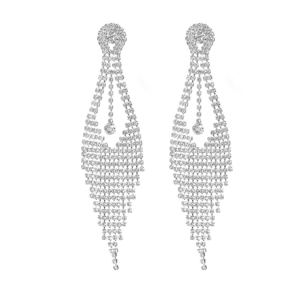 Luxury Rhinestone Tassel Earrings - Elegant Long Diamond Dangle for Women