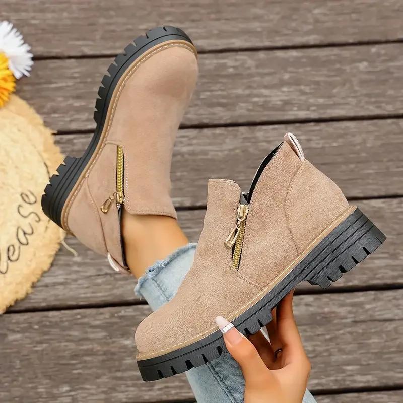 New Women Ankle Boots Fashion Casual Side Zipper Shoes Comfortable Big Size Shoes Women Outdoor Chelsea Short Boots Women