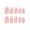 French Square Flower Rhinestone Nail Art Tips