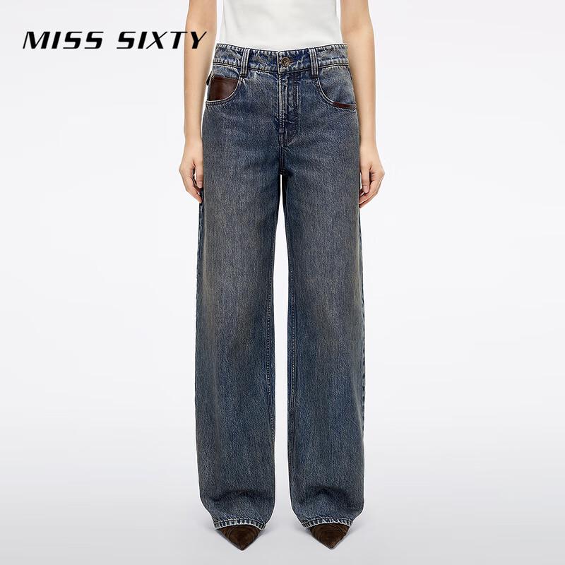 

MISS SIXTY 2025 Осень Винтажные Выстиранные Лоскутные Широкие Джинсы-Морковки 26