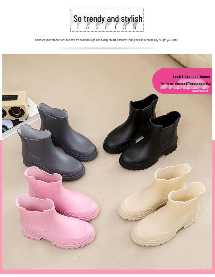 Women's Korean Style Chelsea Ankle Rain Boots - Versatile, Non-Slip, Waterproof Martin Boots.