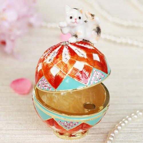 Pierce Ball and Cat Jewelry Box EX543-1 Sparkling Cat Figurine Kitten Cat Accessories