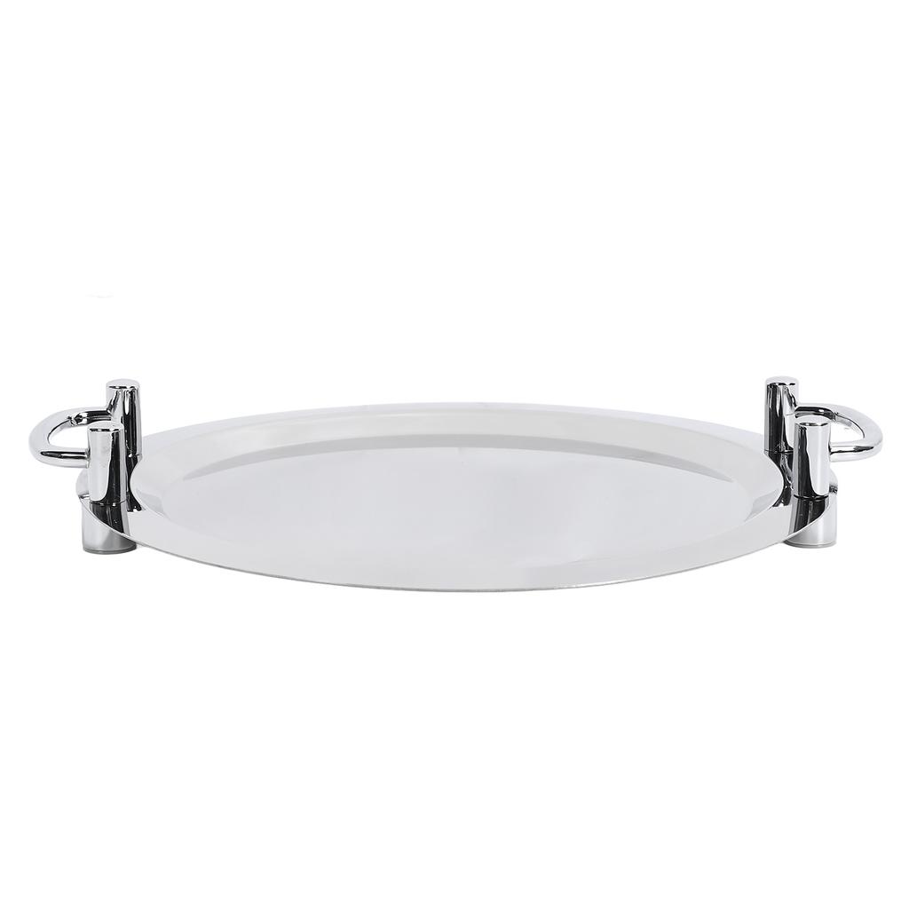 Stainless Steel Buffet Plate Bright Mirror Finish Serving Tray with Handle for Hotel Restaurant Banquet Circular