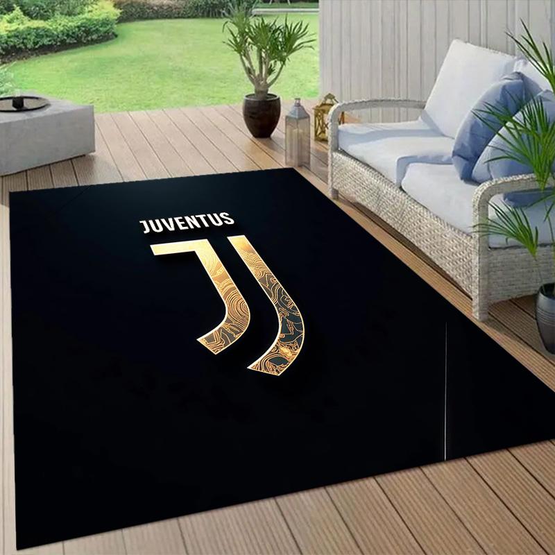 Juventus Football Club Flannel Pattern Square Carpet,Area Rug,Carpet Rug for Living Room Bedroom Sofa Playroom Decor,Non-slip Floor Mat