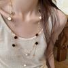 Glass Bead Pendant Necklace Metal Sweater Necklace Trendy Beads Neck Chain  Party Dress Accessories