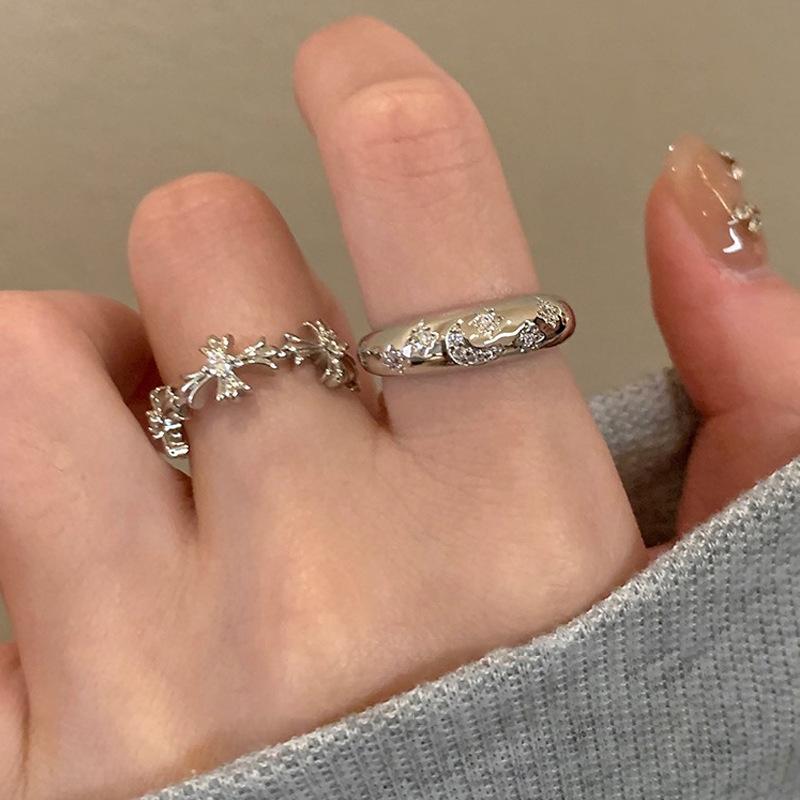 Female Niche Cold Style Cross Ring 2pcs