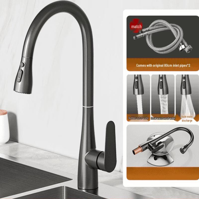 

TLXT Gunmetal Grey Pull-Out Kitchen Faucet