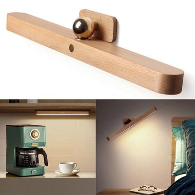 360° Rotatable Wooden LED Wall Lamp Magnetic Detachable Makeup Mirror Front Fill Light Wall Lamp USB Night Lamp Bedroom Living Room