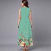 Women Plus Size Sleeveless Crew Neck Dress Exuberant Floral Pattern Loose Calf Length Dress