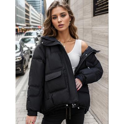 Hoodie, Down Cotton Clothes, Women's Wear, New Short Style, Winter, Korean Large Size, Thickened, Multiple Pockets, Cotton Coat, Outcoat