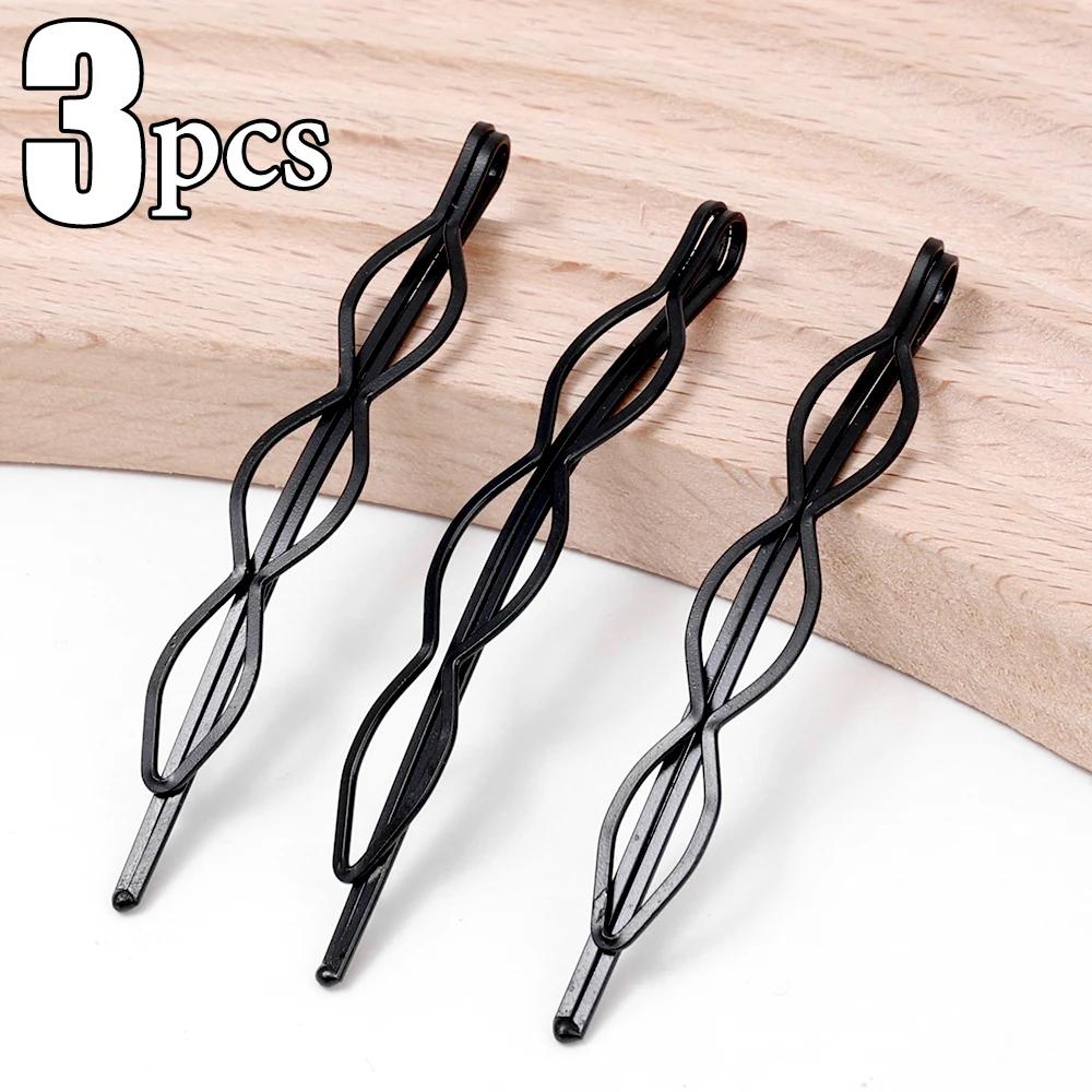 3/12Pcs Black Hair Clips Bobby Pins Wavy Fashion Hairpins Metal Barrettes Invisible BB Clip Wave Hairgrip Hair Clips Accessories