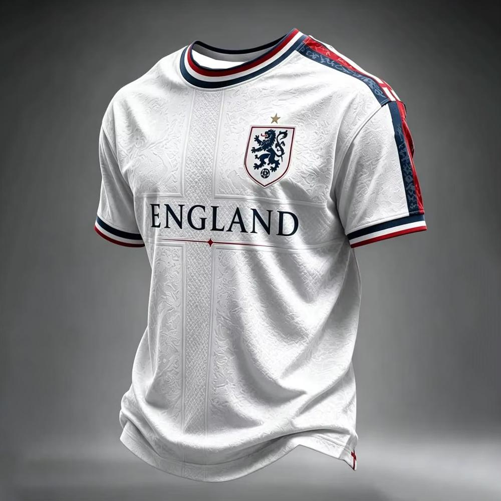 Maglia da Calcio Retro Inghilterra Leone Uomo Stampa 3D Maglietta da Calcio Traspirante Asciugatura Rapida Edizione Fan Oversize T-shirt Sportive Casual