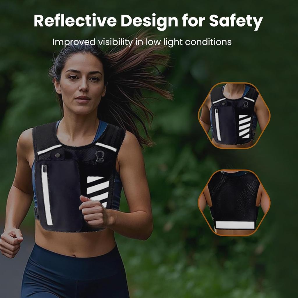 Running Vest for Women Men, Adjustable Waistband Running Hydration Vest with 500ml Hydration Bottle ,Breathable Reflective Running Vest for Trail