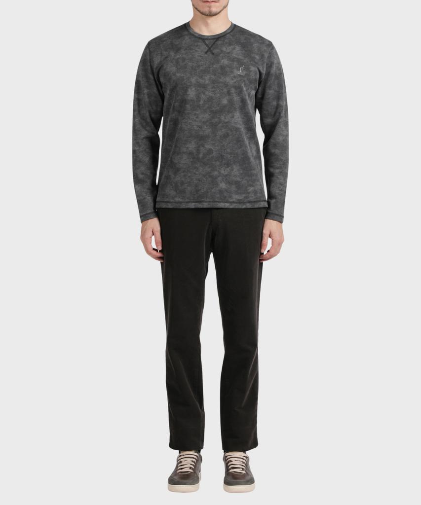 PANICALE Dark Brown Regular Slim Fit Textured Cotton Pants