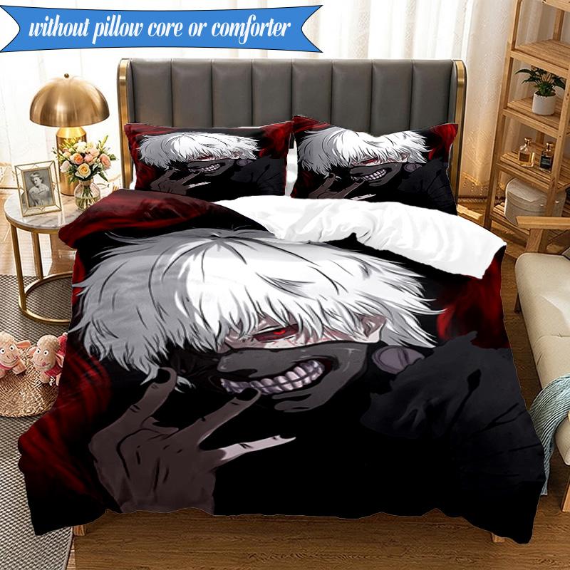 Tokyo anime Artwork 3pcs K-pop music group Bedding set,Ideal for Bedroom, Dormitory,Including Duvet Cover And 2pcs Pillowcases,Fan gifts
