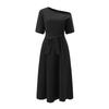 Elegant Women's Fashion Green Diagonal Neck Middle Sleeve Casual Dress Women's Casual Retro Long Dress