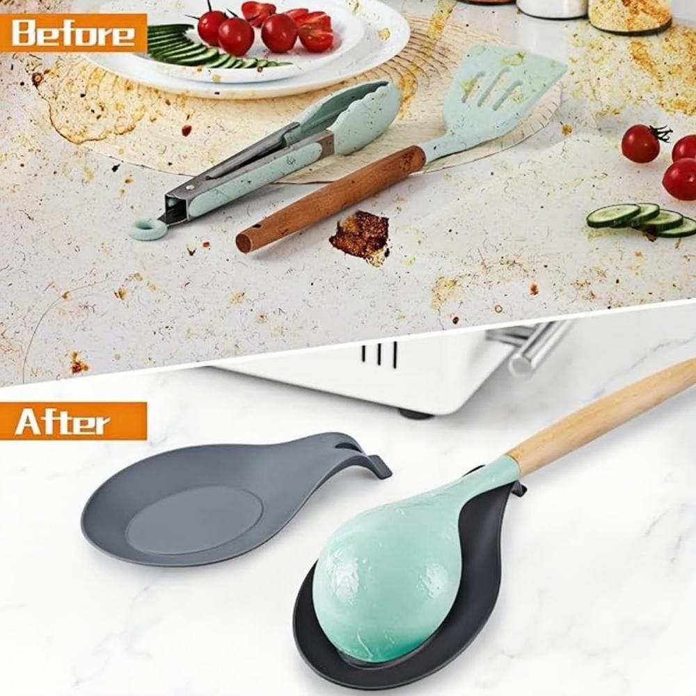 New 5pcs Silicone Spoon Rest Heat-Resistant for Kitchen Utensils Spatula, Ladles