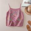 Cotton Linen Embroidered Vintage Sleeveless Tank Top For Women Summer Casual Wear