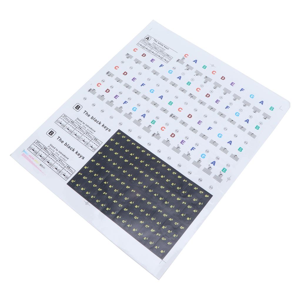 Piano Keyboard Stickers Colourful Scale Staff Decals Transparent Removeble for Synthesizer