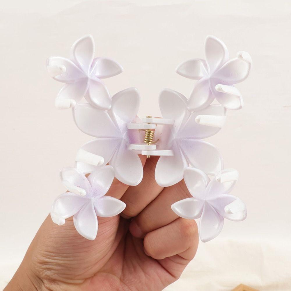 Gradient Design Hair Clip Claws Plumeria Shark Hair Claw Colorful Gradient Flower Clips  Girls Gift