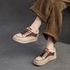 Fashion GKTINOO Sneakers Women Genuine Cow Leather Flats Thick Soled Lace-Up Spring Autumn Lady Casual Flat Shoes Handmade Women Shoes
