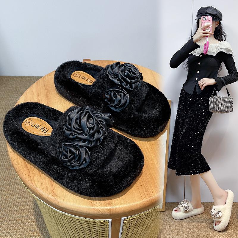 Mao Mao Slippers Women's Outer Wear 2025 New Korean Version Ins Tide Shoes Autumn and Winter Thick-soled Cotton Slippers Spring and Summer Tide