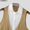 INCERUN Men Lapel Sleeveless Fake Two-piece Belt Waist Vest Waistcoats