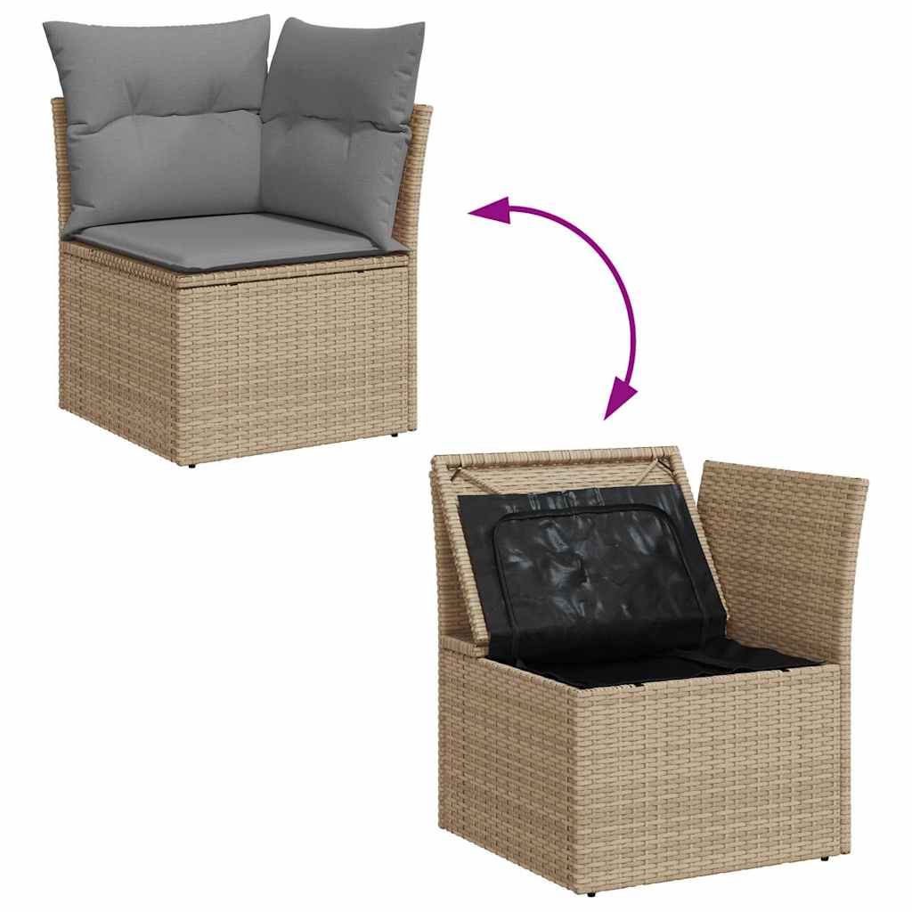 Vidaxl 6-Cz. Garden Furniture Set With Cushions, Beige, Poly Rattan