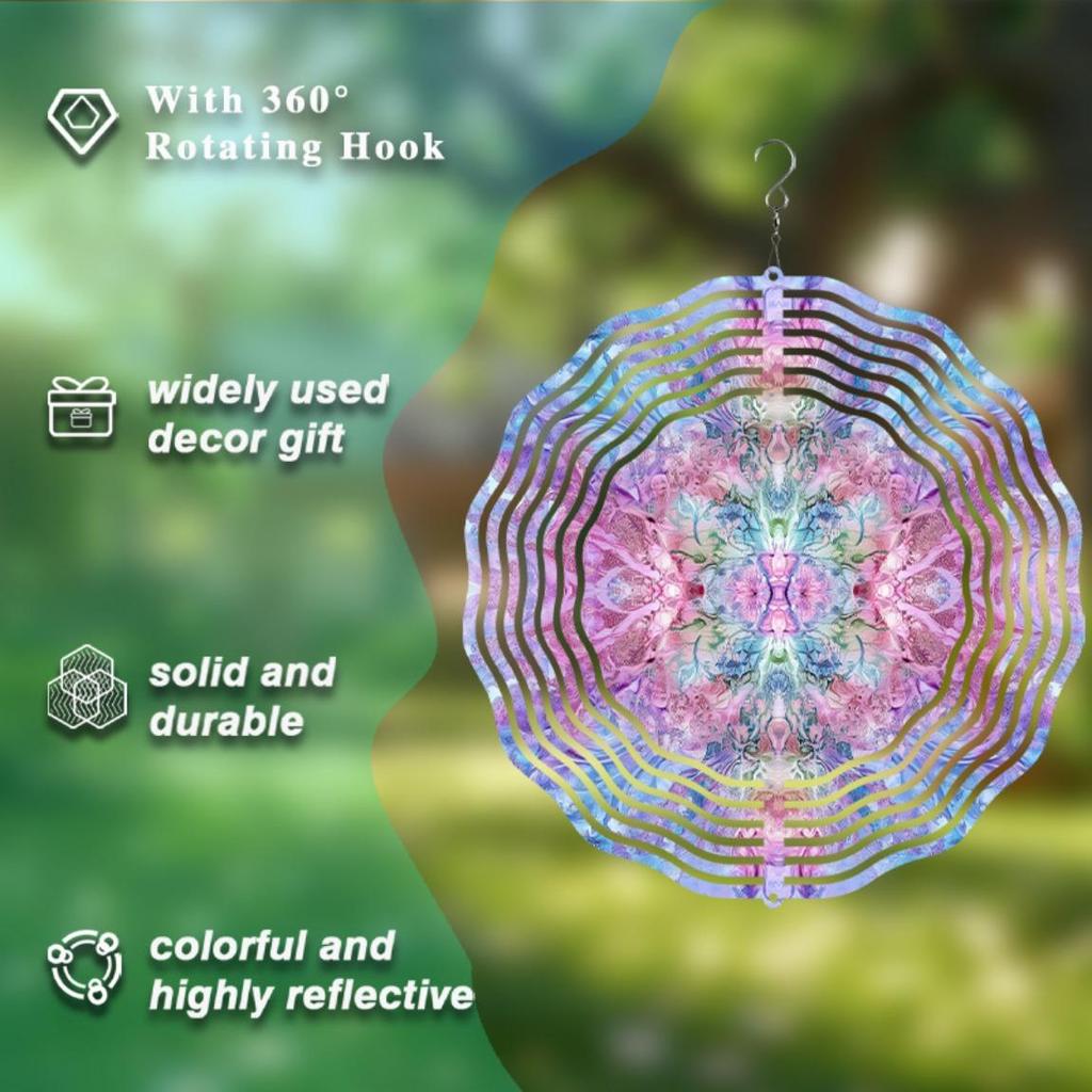 10 Inch Colorful Metal Wind Spinner with 360 Degree Rotation for Garden Balcony Patio Decor Vibrant Outdoor Hanging Ornament In Multi Colors