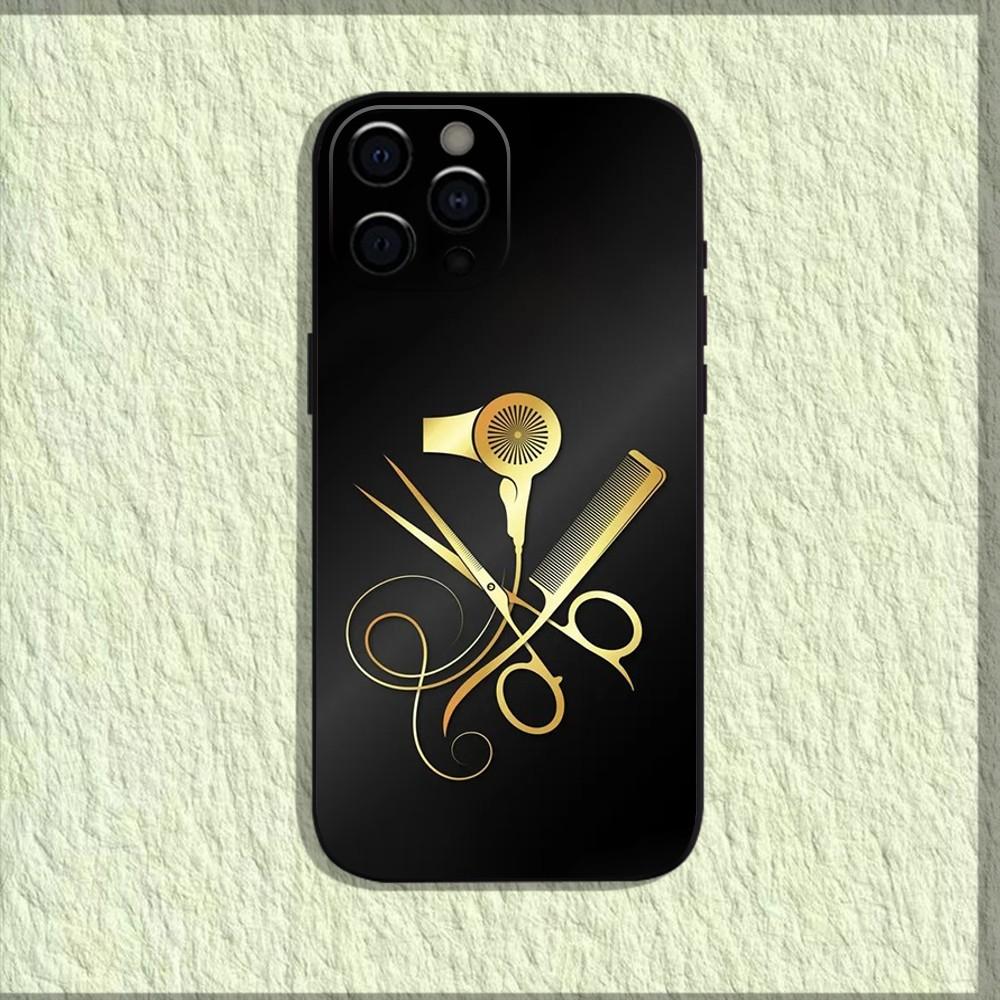 

Barber Shop Hair Stylist Salon Phone Case For iPhone 16,15,14,13,12,11,Pro,X,XS,Max,XR,Plus,Mini Soft Black Cover iPhone14Pro