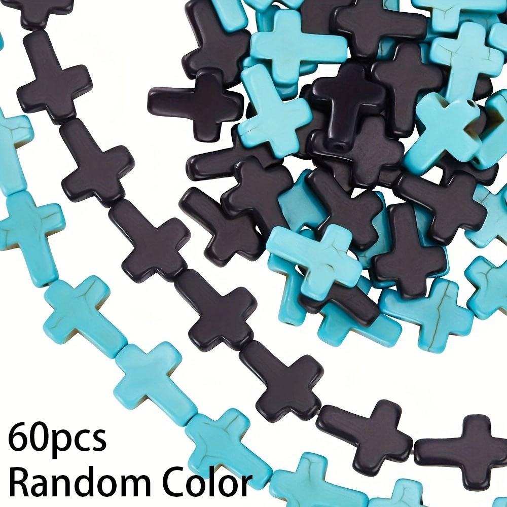 30/60/120ks Křížové korálky z kamenného materiálu, Černé Modré Náhodná barva Křížové kamenné korálky Náhrdelník Náramek Proces výroby šperků