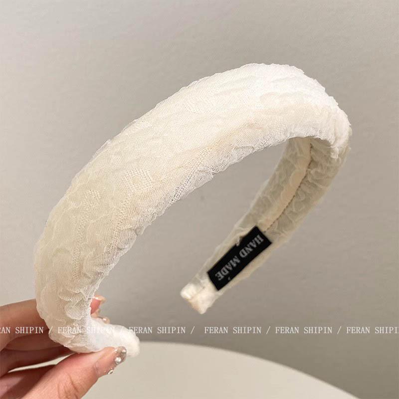 Women's Wide Edge White Sponge Headband - Stylish, Comfortable, Low-Pressure Hair Accessory