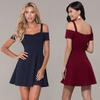 New Summer Suspender Splicing Solid Color High-waisted Dress Hot Selling Women's Dress Mid-skirt