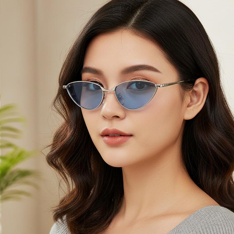 Women's sunglasses men's and women's retro metal cat eye sunglasses