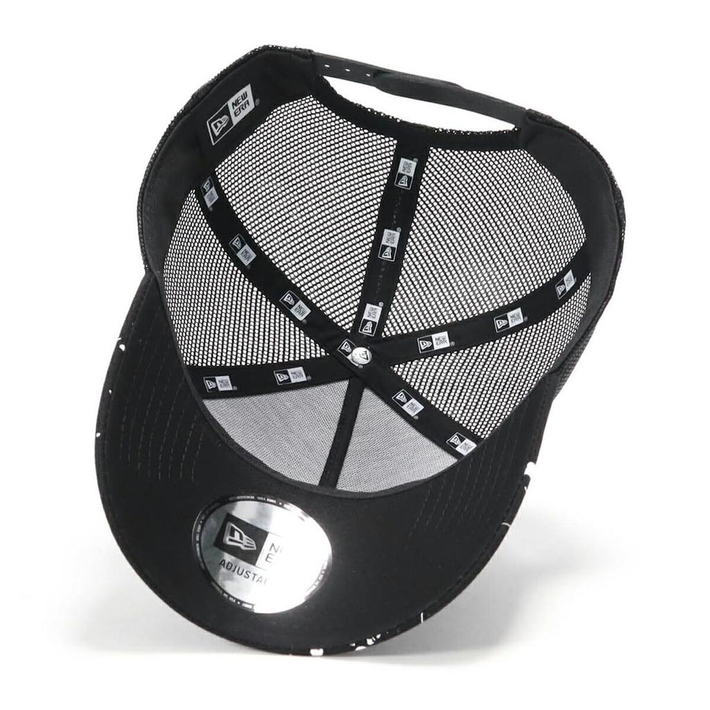 newera Mesh Cap 9FORTY Trucker 14666190 N010AT465 Black Splash Paint Black Free BLACK PATCH ONSPOTZ Custom Made Hat Kyu Forty Unisex Unisex Summer