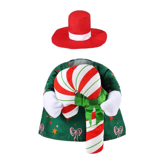 Christmas Porch Goose Outfit Lawn Goose Dress with Xmas Tree Hat Festive Goose Costume for 23" Geese Dress-Up Home Outdoor Decorations