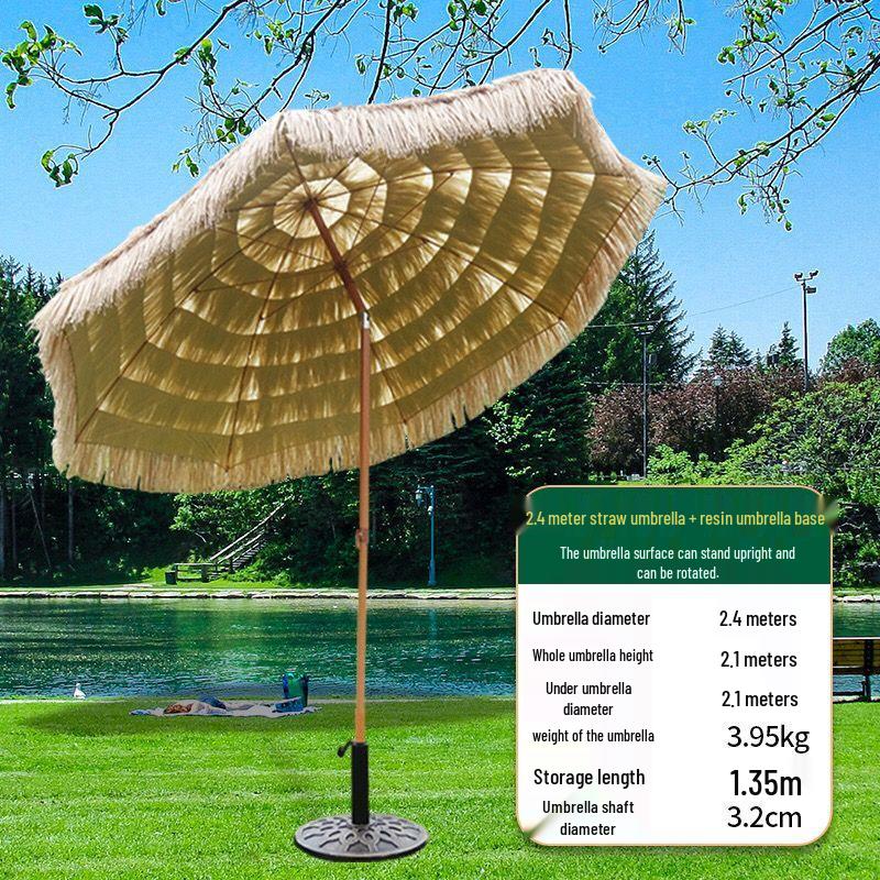 Imitation Thatch Outdoor Sunshade Umbrella - Garden, Courtyard, and Photography Decor Prop