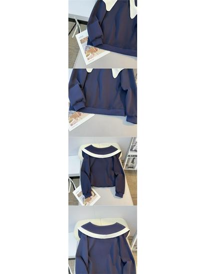 2024 Spring/Autumn Loose Korean Style Lotus Leaf Collar Button Sweater - Women's Fashionable Versatile Design.