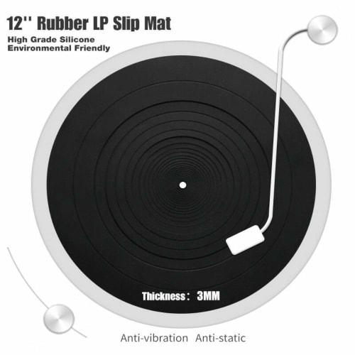 300mm Diameter Rubber Silica Gel Turntable Mat, Ultra-Thin Anti-Static Anti-Vibration Mat (12-inch, Black)