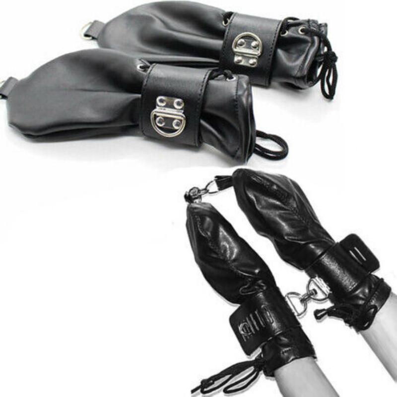 Gepolsterte PU-Lederhandschuhe Fäustlinge Sklavenfessel Welpenhund Pfoten Fäustlinge Rollenspiel Abschließbares Erwachsenen-Bondage-Zubehör Spielzeug