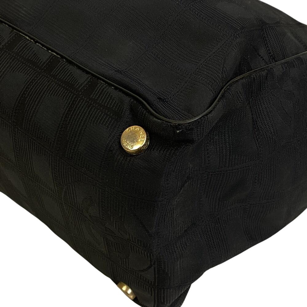 CHANEL Nylon New Travel Line Tote MM Tote Bag black Nylon Women Used