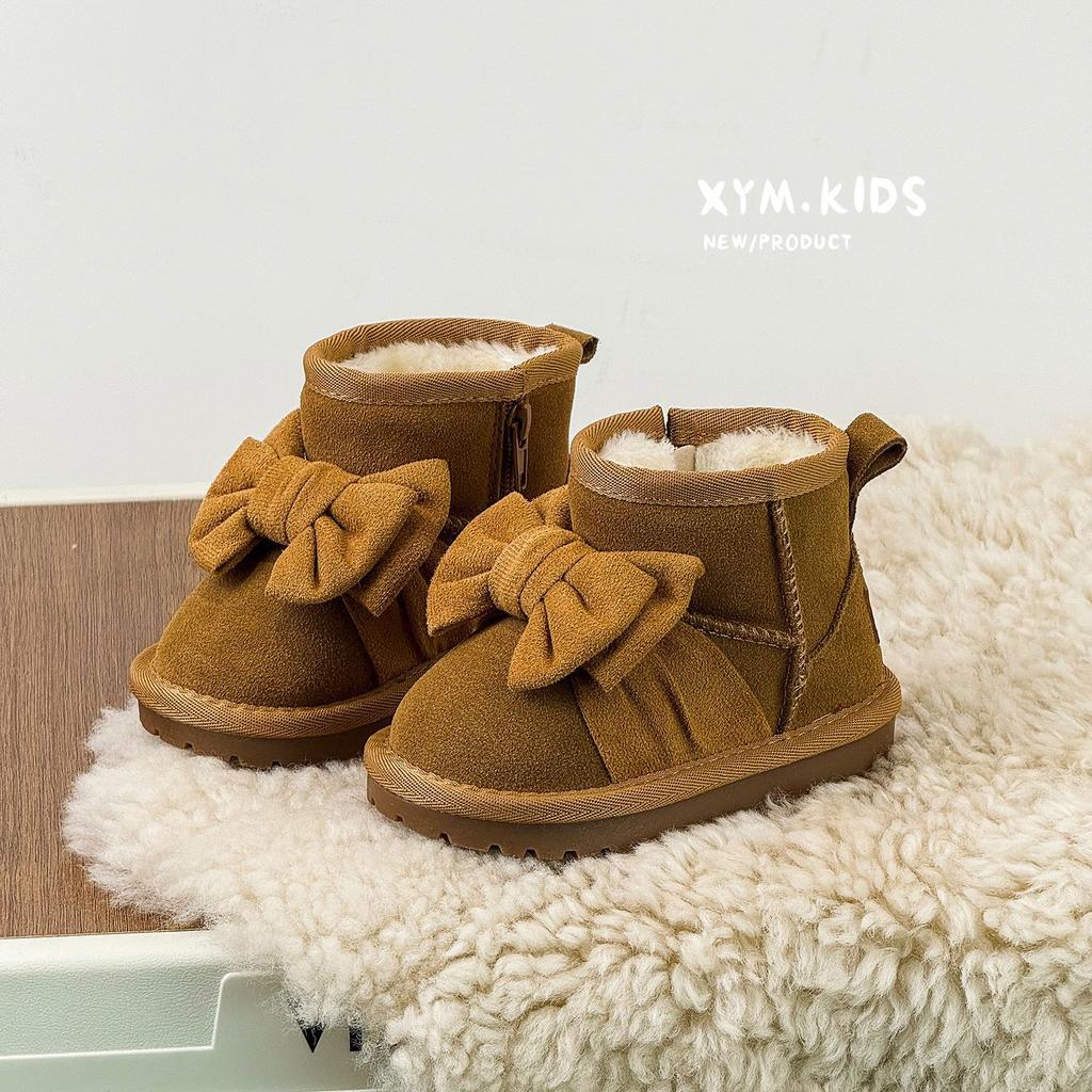Winter Korean Style Warm Cotton Boots Cute Bow Cotton Shoes Plus Velvet Thick Snow Boots