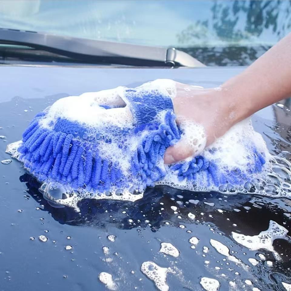 Car Wash Glove Microfiber Chenille Car Wash Sponge Care Washing Detailing Brush Pad Multifunction Cleaning Tool