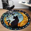 1pc Starry Night Cat Office Round Area Rug, Indoor Mat Suitable ForOffice, Under Office Chairs Bedroom Living Room Home Decor T165